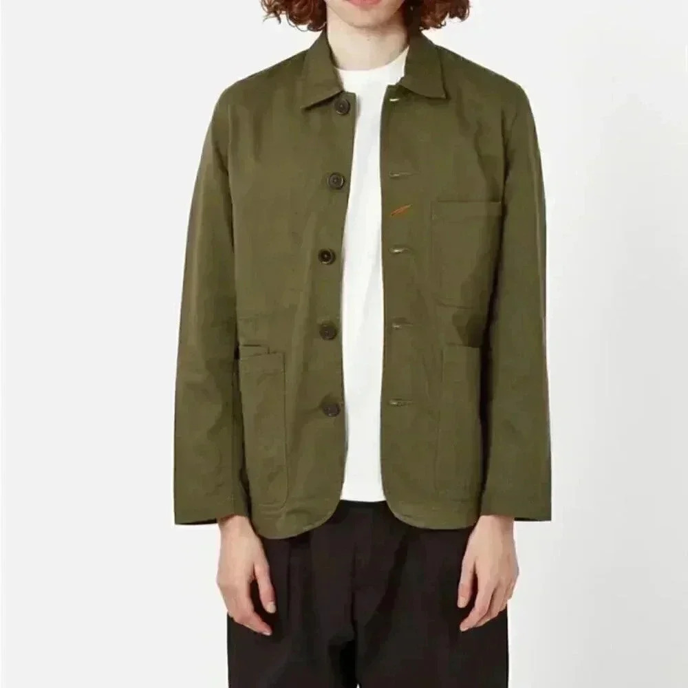 Universal Works Green Nylon Bakers Chore Jacket Five Button Regular Fit S
